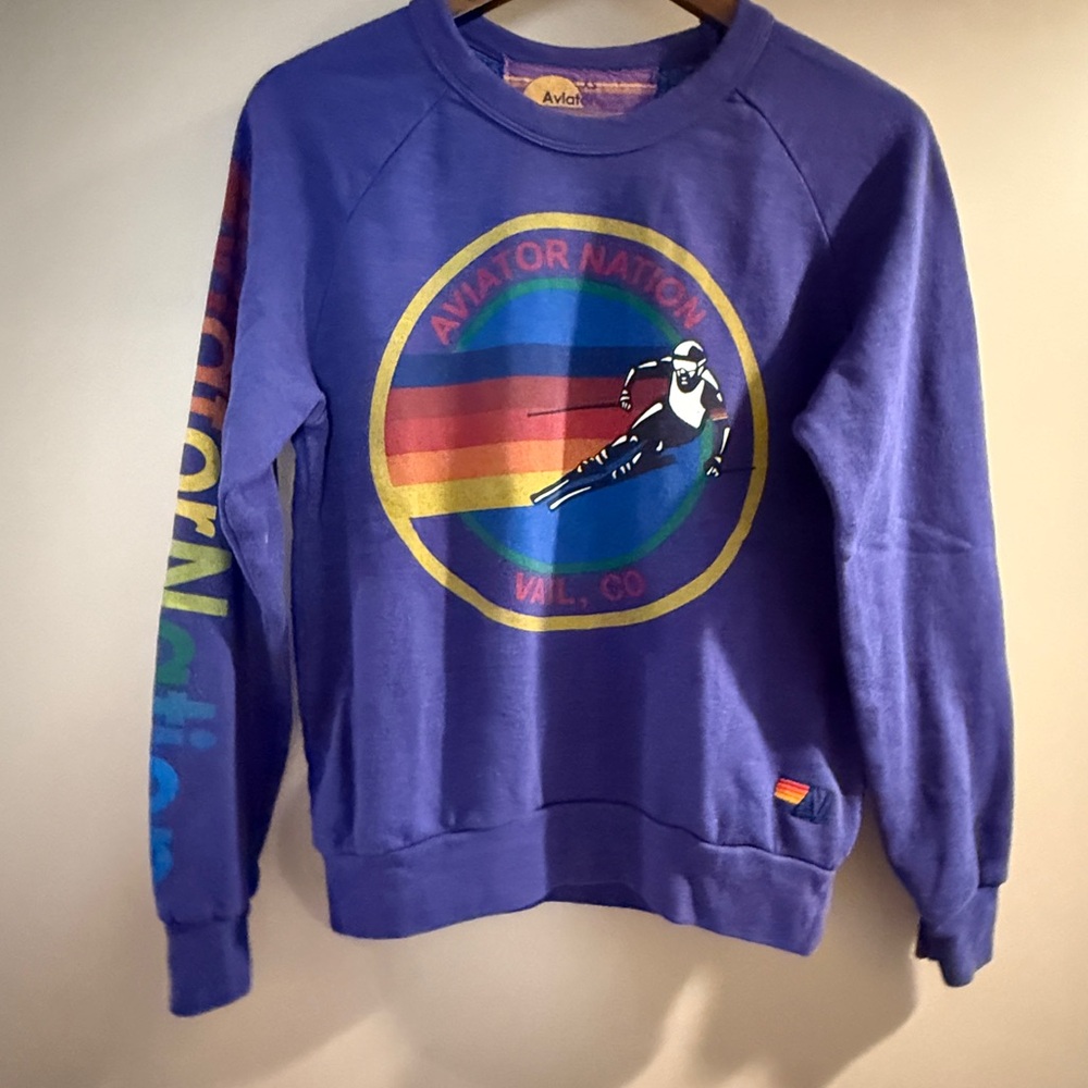 Aviator Nation Blue Graphic Crewneck Sweater